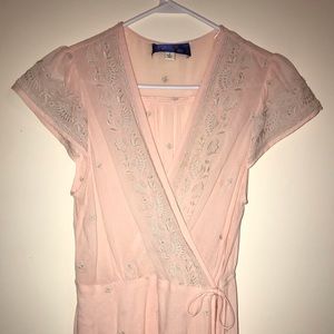 Blue rain S Anthropologie embroidered pink top